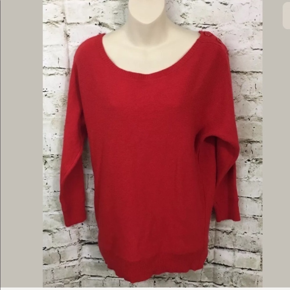Ann Taylor Red Lambswool Scoop Neck Sweater